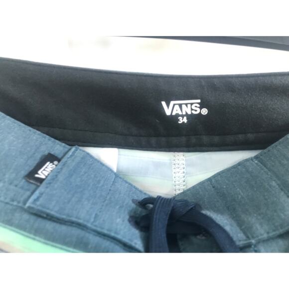 Men's Vans Four-Way Stretch green tan Striped Board Shorts 34 New - Picture 7 of 8